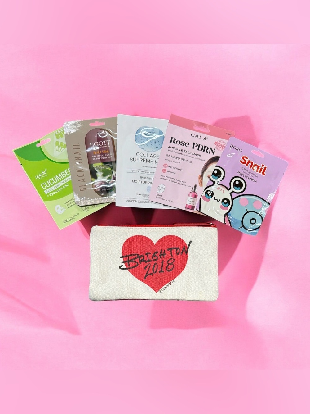 Brighton 2018 Fashion Illustration Pouch & K-Beauty Face Mask 6pc Bundle